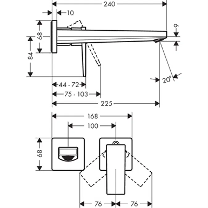 Metropol Single lever basin mixer for concealed installation wall-mounted