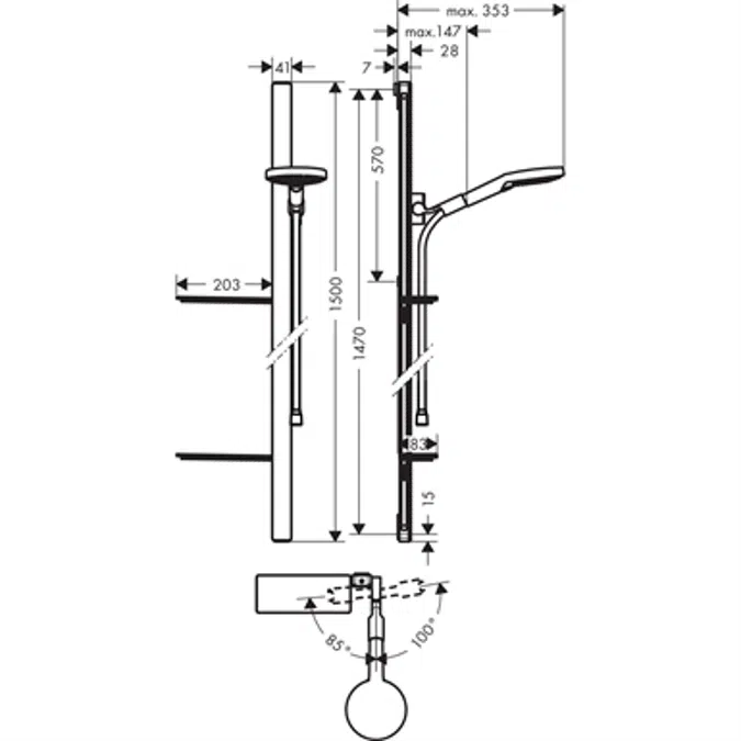 Raindance Select S Shower set 120 3jet with shower bar 150 cm and soap dishes