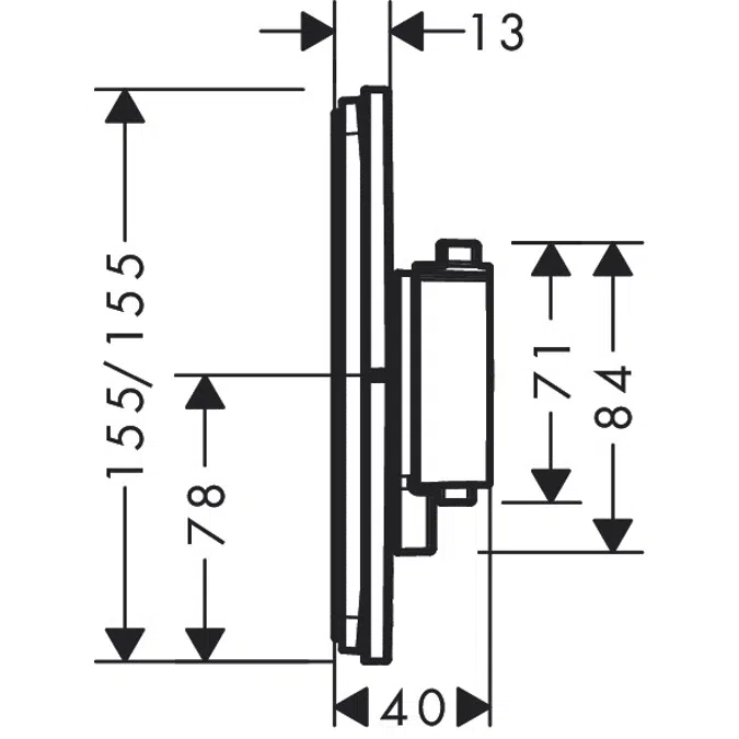 ShowerSelect Comfort Q Thermostat for concealed installation for 1 function