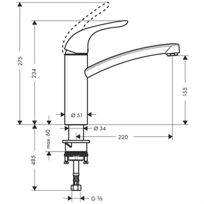 Focus E Single lever kitchen mixer 160