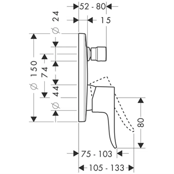 Metris Single lever bath mixer for concealed installation