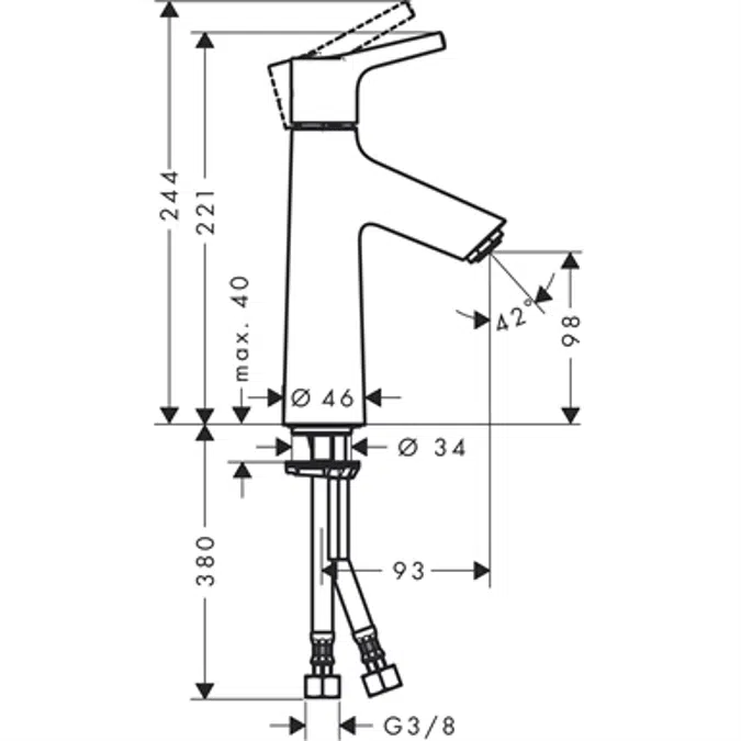 Talis S Single lever basin mixer 100 without waste set