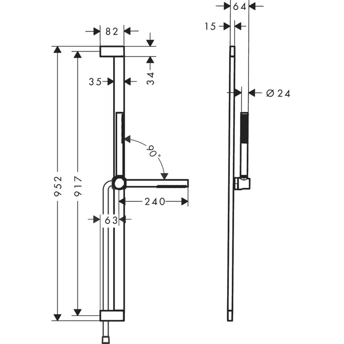 Pulsify S Shower set 1jet EcoSmart+ with shower bar 90 cm