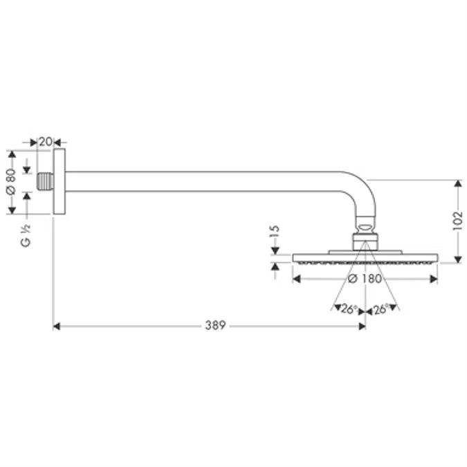Raindance S Overhead shower 180 1jet with shower arm 39 cm