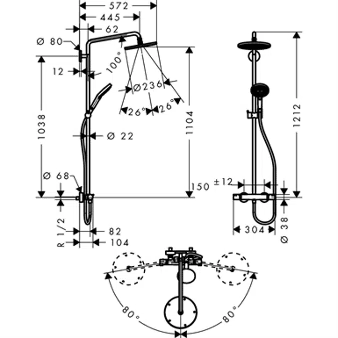Raindance S Showerpipe 240 1jet mit Thermostat 27115000