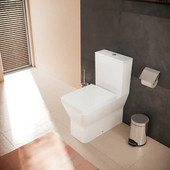 60137XXX EluPura Original Q Floorstanding WC close coupled  back to wall with horizontal/vertical outlet,  AquaChannel Flush