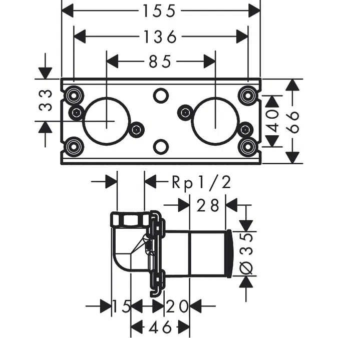 Rainfinity Grundkörper für Showerpipe 360 1jet Unterputz 26840180