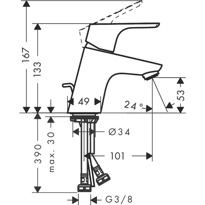 Focus Single lever basin mixer 70 without waste set Finland