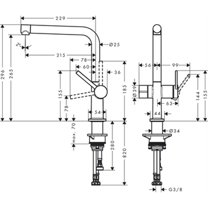 72827XXX Talis M54 Einhebel-Küchenmischer 270, Geräteabsperrventil, 1jet