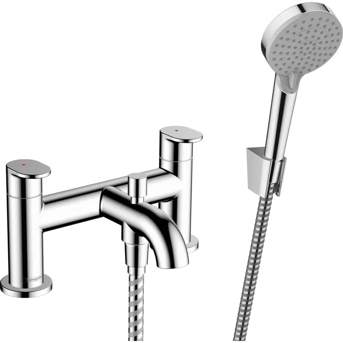 Vernis Blend 2-hole rim mounted bath mixer with diverter valve and Vernis Blend hand shower Vario