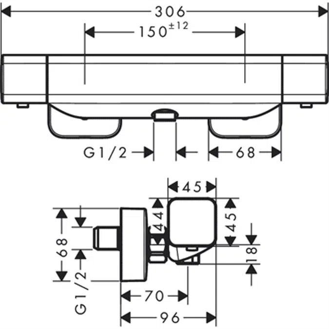 Ecostat E Shower thermostat for exposed installation