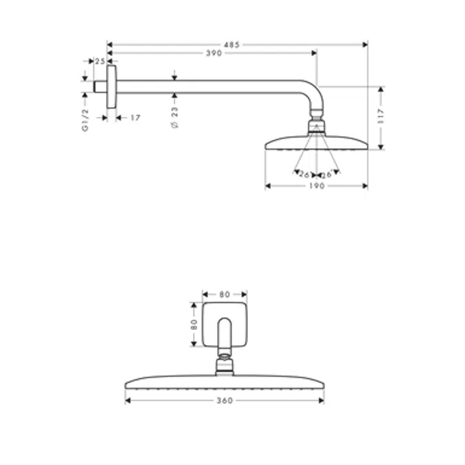 Raindance E Overhead shower 360 1jet with shower arm 39 cm