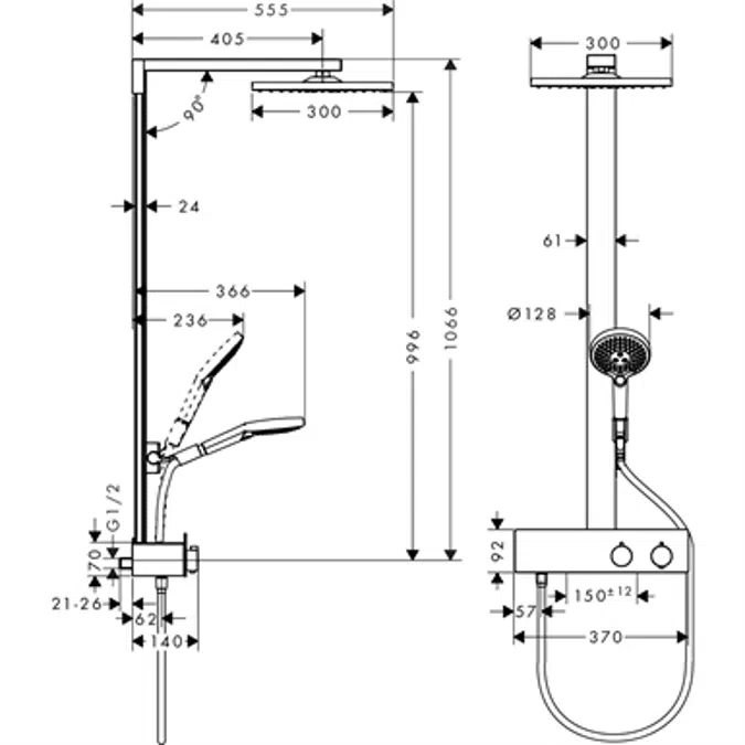 Raindance E Showerpipe 300 1jet with ShowerTablet 350