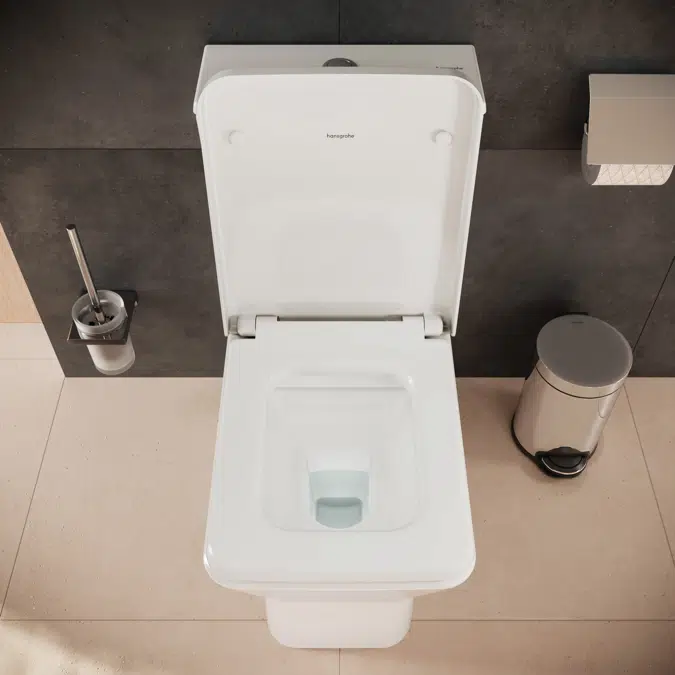 62014XXX EluPura Original Q Floorstanding WC close coupled back to wall with horizontal/vertical outlet AquaChannel Flush, HygieneEffect