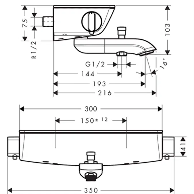 Ecostat Select Bath thermostat for exposed installation