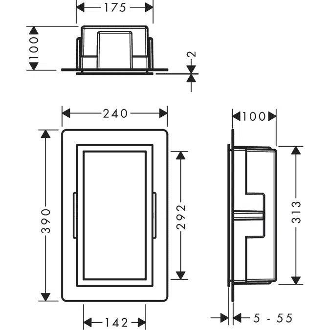 XtraStoris Individual Wall niche Brushed Stainless Steel with design frame 30 x 15 x 10 cm