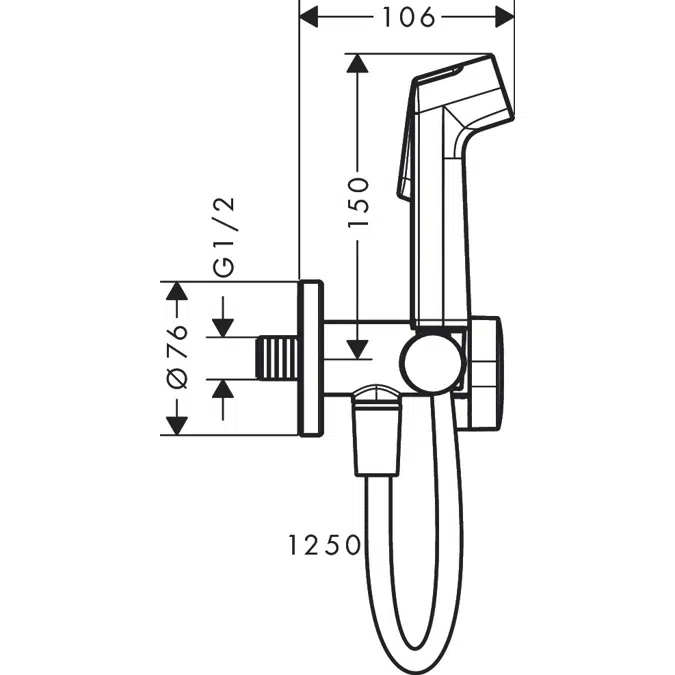 29230XXX hansgrohe Bidette hand shower 1jet S EcoSmart+ for cold water with shower holder and shower hose 125 cm
