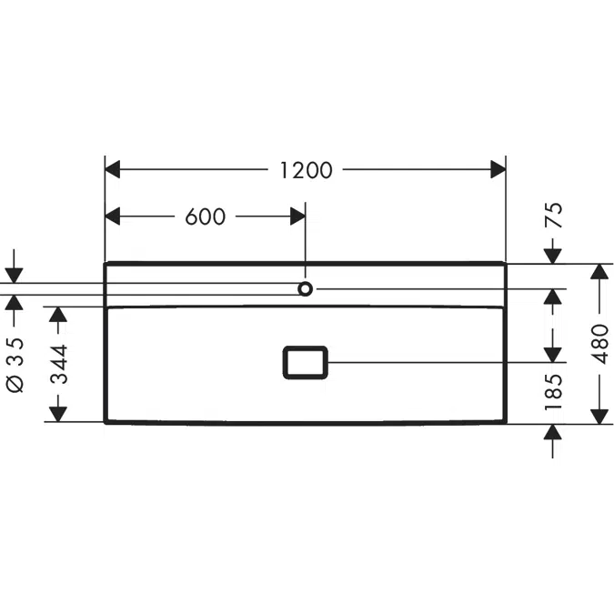 61113XXX Xevolos E Countertop basin ground 1200/480 with tap hole without overflow, SmartClean