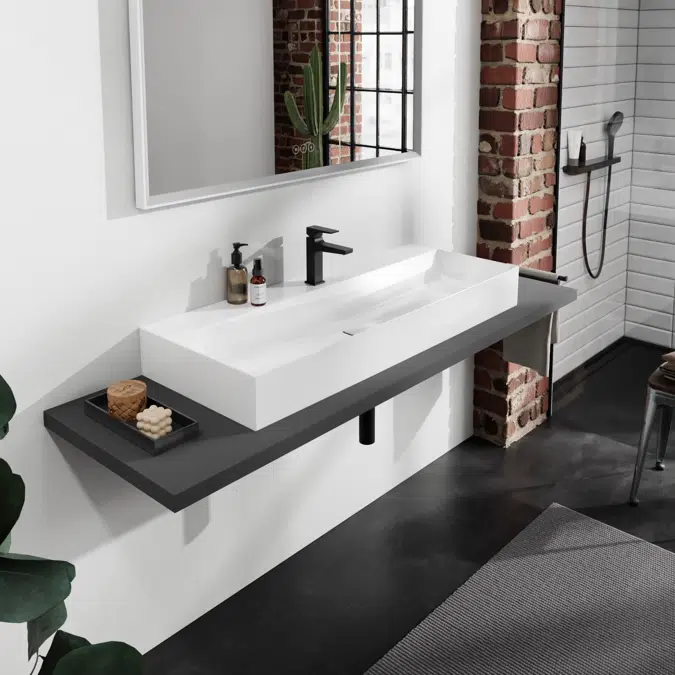 61113XXX Xevolos E Countertop basin ground 1200/480 with tap hole without overflow, SmartClean