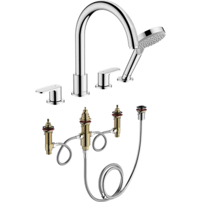 Vernis Blend 4-hole rim mounted bath mixer set