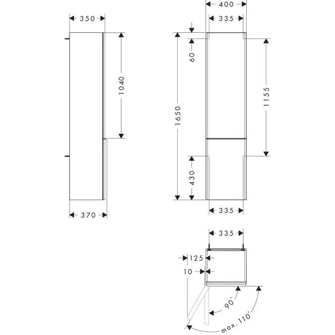 Xelu Q Tall cabinet Dark Walnut 400/350, door hinge left