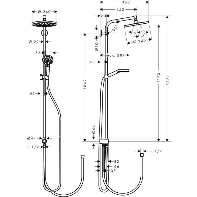 Crometta S Showerpipe 240 1jet Green Reno