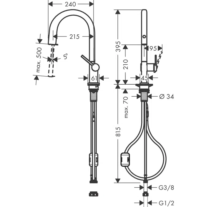 Aqittura M91 FilterSystem 210, pull-out spout, 1jet