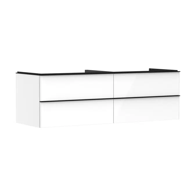 Xelu Q Vanity unit High Gloss White 1560/550 with 4 drawers for consoles with bowl