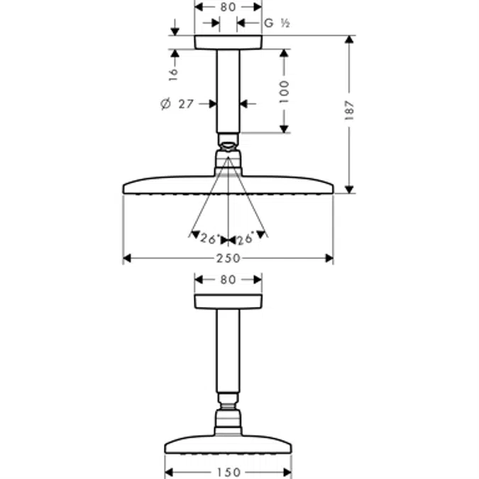 Raindance E Overhead shower 240 1jet with ceiling connector