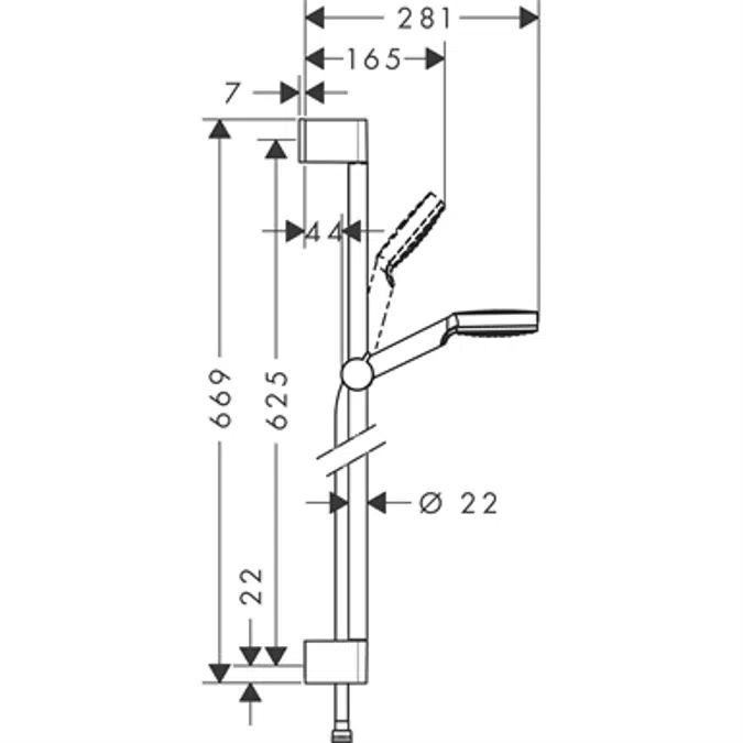 Crometta Shower set 1jet with shower bar 65 cm