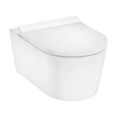 imagem para EluPura S Wall hung WC Set 540 rimless AquaHelix Flush with WC seat and cover with SoftClose and QuickRelease, Slim, HygieneEffect