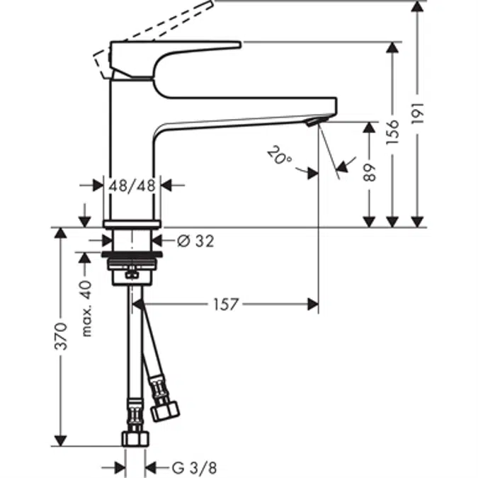 Metropol Single lever basin mixer 100 with loop handle and push-open waste set