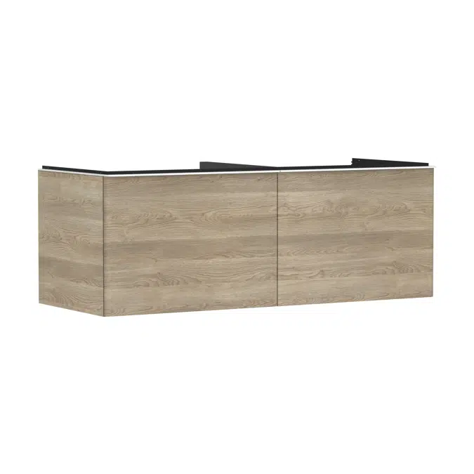 Xelu Q Vanity unit Natural Oak 1360/550 with 2 drawers for consoles with countertop basin ground