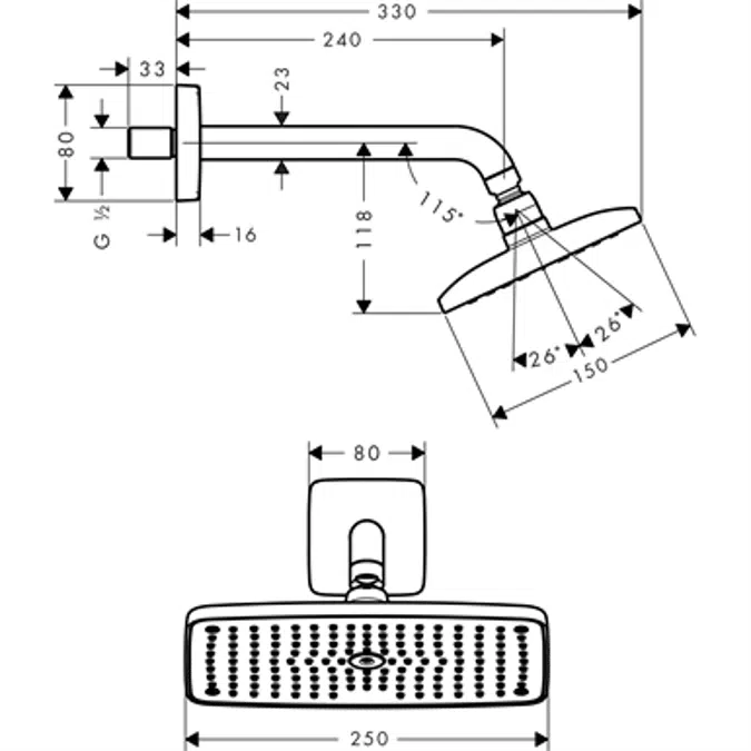 Raindance E Overhead shower 240 1jet EcoSmart 9 l/min with shower arm