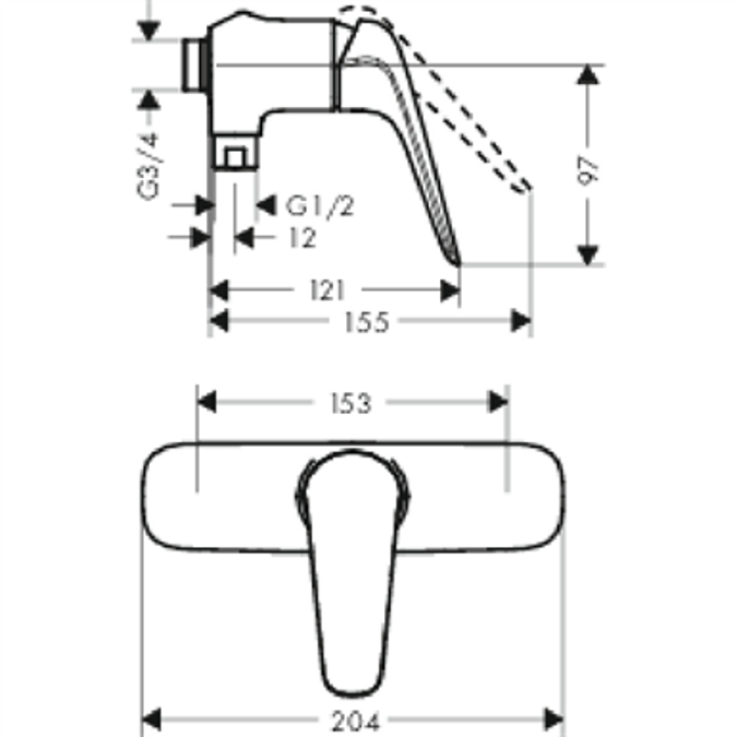 BIM objects Free download! Novus Single lever shower mixer for
