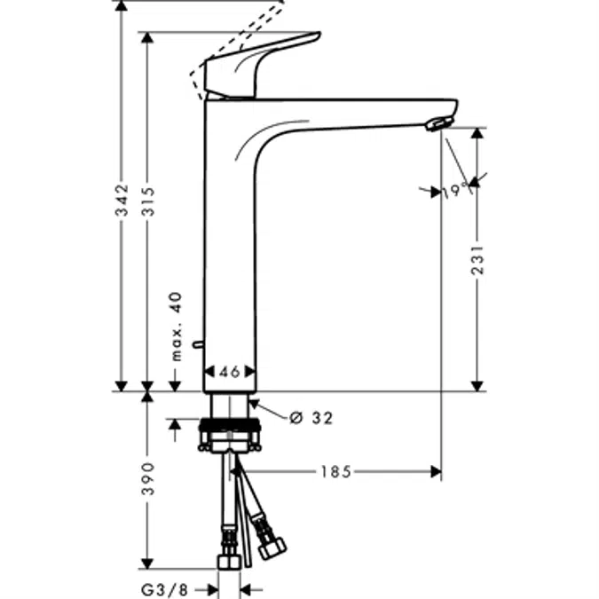 Focus Single lever basin mixer 230 with pop-up waste set