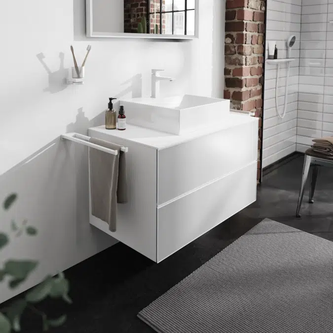 54190XXX Xevolos E Vanity unit Matt White 980/550 with 2 drawers for console with cutout middle