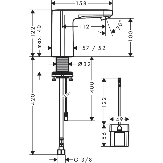 Vernis Blend Electronic basin mixer for cold water or pre-adjusted water battery operation