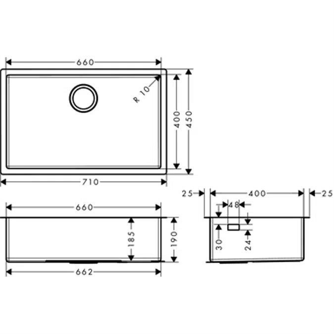 Under-mount sink 660