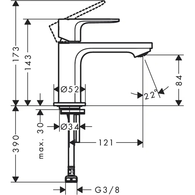 Rebris S Pillar tap 80 for cold water without waste set