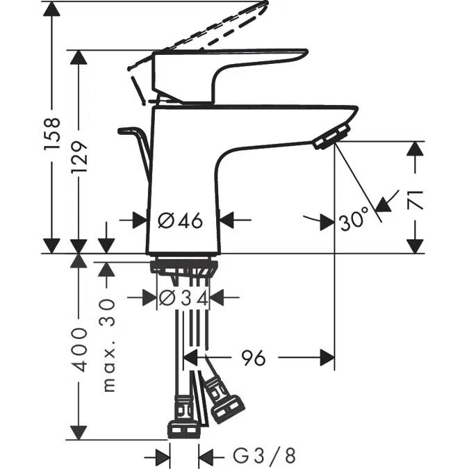 Talis E Single lever basin mixer 80 without waste set Finland