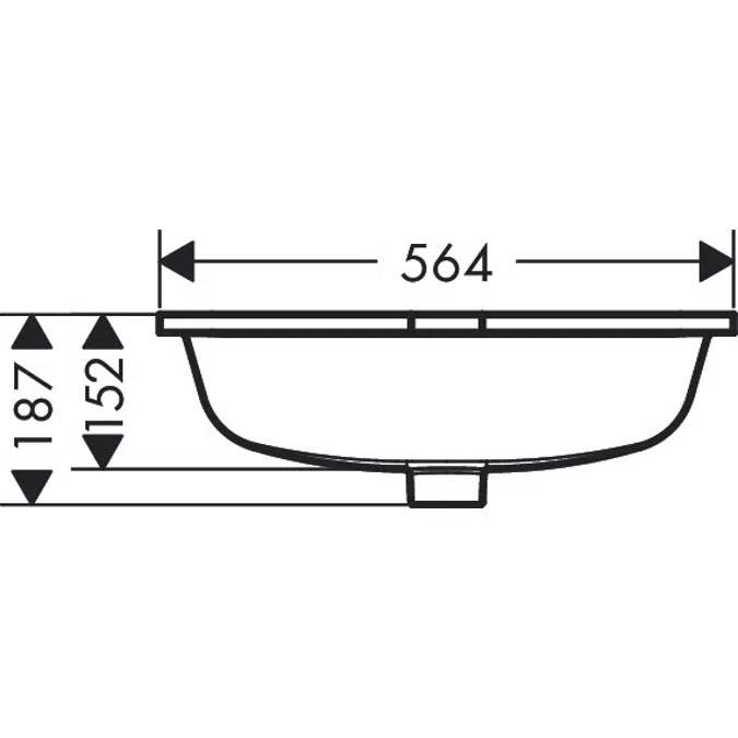 LakeShore Q Under counter basin 500/350 without tap hole and with overflow, SmartClean