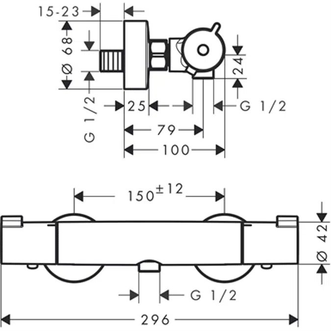 Ecostat Shower thermostat 1001 CL for exposed installation