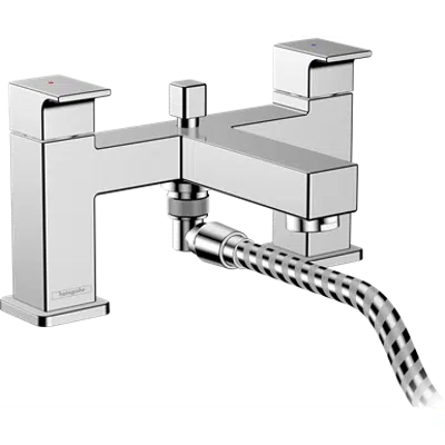 Vernis Shape 2-hole rim mounted bath mixer with diverter valve and Vernis Blend hand shower Vario