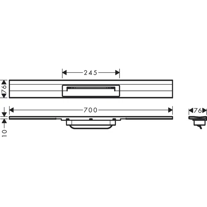 RainDrain Flex Linear shower drain 70 cm cuttable for wall mounting