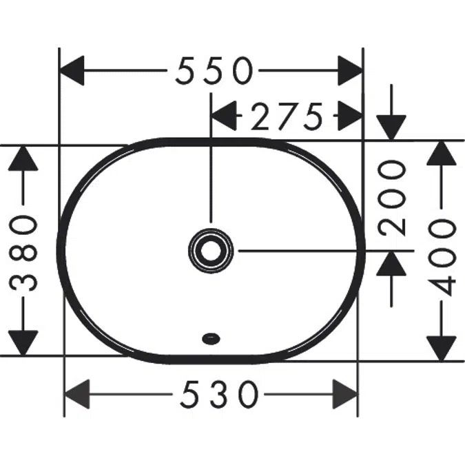 Xuniva U Above counter basin 550/400 without tap hole with overflow