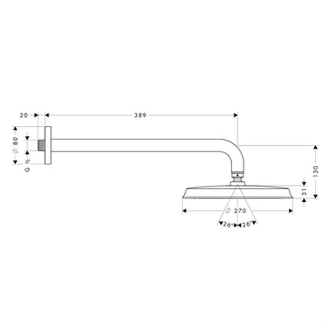 Raindance Classic Overhead shower 240 1jet with shower arm