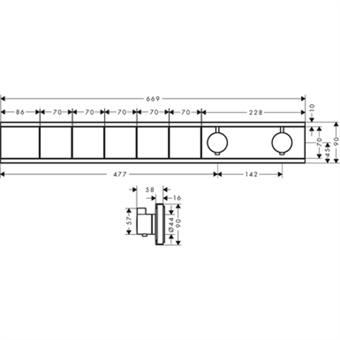 RainSelect Thermostat for concealed installation for 5 functions