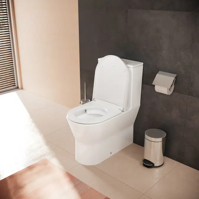60135XXX EluPura Original S Floorstanding WC close coupled 640 back to wall with horizontal/vertical outlet rimless AquaChannel Flush