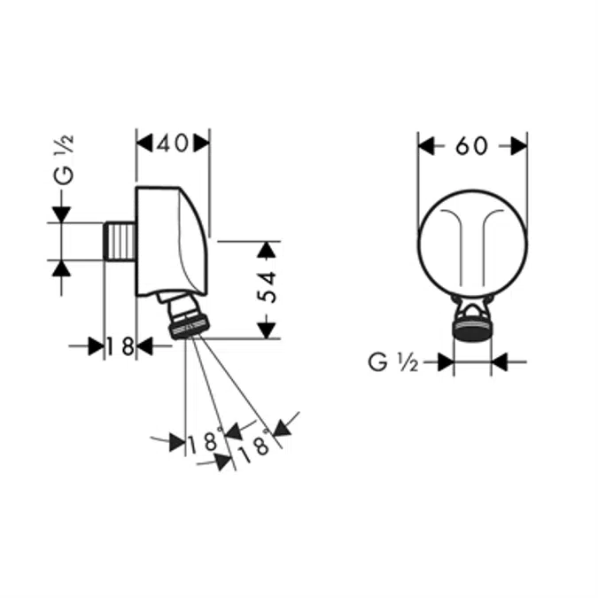 FixFit Wall outlet E with non-return valve and pivot joint